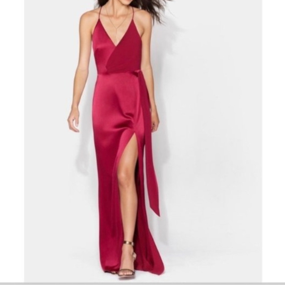 NWT Halston Heritage Satin Wrap Gown
